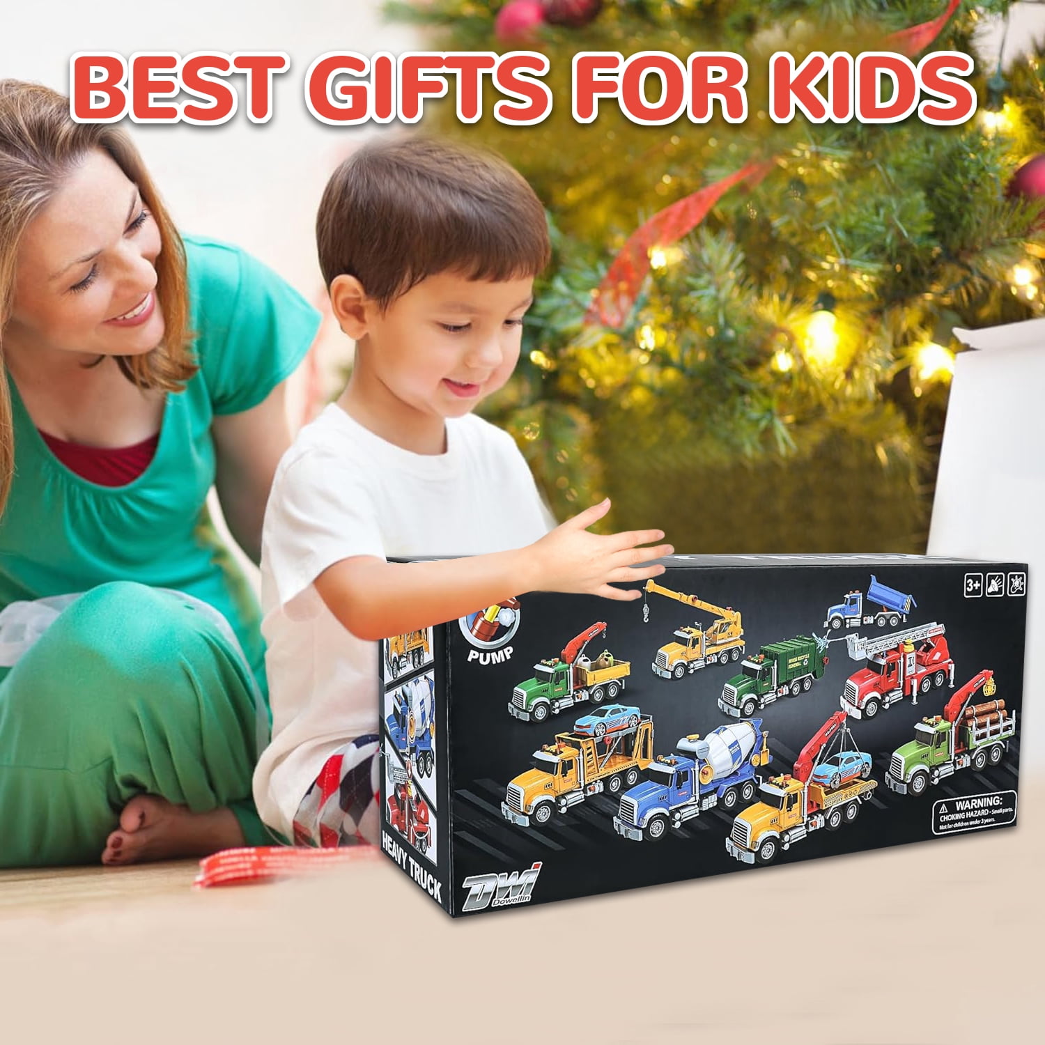 Toddler Truck Toys for Boys Age 3-6, Dump Truck with Lights and Sounds for Kids Boy Christmas Birthday Gift