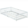 thumbnail image 6 of Miniyam Wooden Twin Size Floor Bed with Safety Fence for Kids, White, 6 of 8