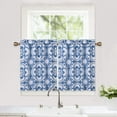 thumbnail image 2 of HA-EMORE Blackout Kitchen Curtains Medallion Pattern Soft Kitchen Half Window Curtains, Floral Printed Rod Pocket Window Curtain Tiers Blue 26"x30"x2, 2 of 6
