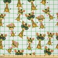 thumbnail image 2 of Ambesonne Giraffe Fabric by the Yard Microfiber, Romantic Characters, 10 Yards, Pale Brown Yellow and Pink, 2 of 2
