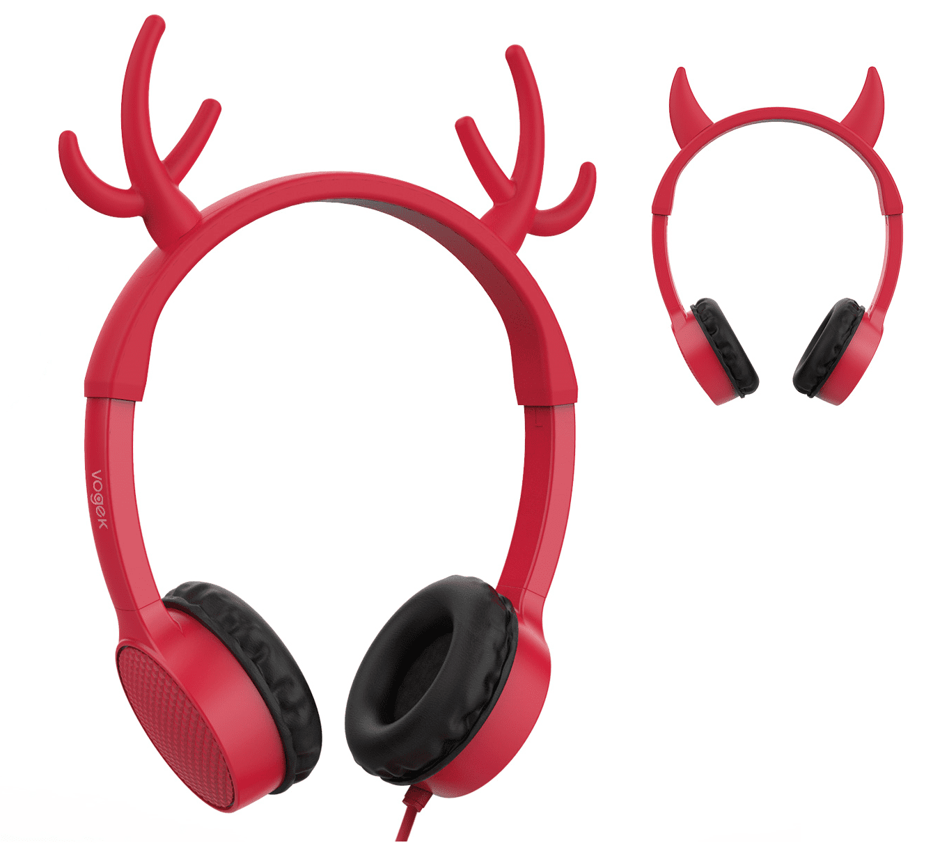 Kids Headphones, Vogek 2 in 1 Devil/Deer Horn Ear Wired OnEar Headphones Headsets with 85dB