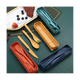 thumbnail image 2 of 8 juegos de cubiertos de paja de trigo, juego de utensilios reutilizables con estuche, cuchara, cuchillo y tenedor, 2 of 8