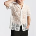 thumbnail image 5 of Mens Floral Lace Shirt See Through Casual Button Down Shirts, 5 of 9