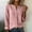 Pink, variant on Collarless Linen Shirts for Women Summer Button Down Long Sleeve Loose Fit Notched V Neck Tops Work Tunic Blouses Pink,L
