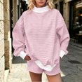 thumbnail image 6 of Ihhxva Women's Knit Tops Oversized Striped Sweater Soft Winter Pullover Relaxed Mock Neck Top Chunky Casual Long Sleeve Cozy Tunic Blouse for Holiday S-5XL, 6 of 8
