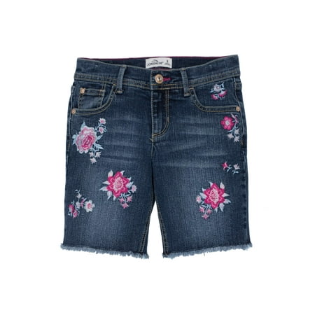 Embroidered Floral Denim Bermuda Short (Little Girls & Big Girls)