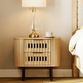 thumbnail image 4 of Wampat Modern Fluted Nightstand, Wooden End Table with 2 Drawers, 20.4H"  Bedside Table for Living Room, Bedroom, Oak, 4 of 5