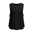 thumbnail image 4 of Ashirexll Womens Casual Tops Fashion Casual Summer Solid Color Round Neck Sleeveless Pullover Side Split Tank Top, 4 of 7