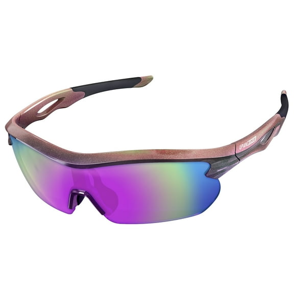 UPANBIKE Bike Cycling Sunglasses Sports Sunglasses Anti-UV400 PC Lens TR90 Unbreakable Frame Unisex Adult Goggle (Glossy Purple Frame/Black Lens)