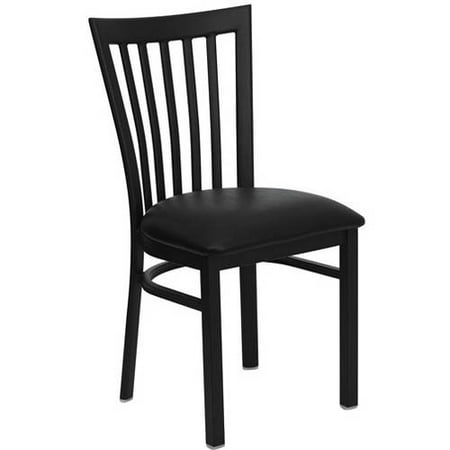 Flash Furniture School House Back Chairs - Set of 2, Black Metal / Black Vinyl Seat
