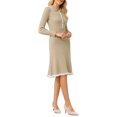 thumbnail image 4 of INSPIRE CHIC Women's Midi Knitted Dress Ribbed Ruffled A-Line Sweater Polo Dresses M Dark Beige, 4 of 5