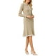 thumbnail image 4 of Vestido de punto midi para mujer INSPIRE CHIC, con ribetes y volantes, corte A, suéter tipo polo, 2XL, beige oscuro, 4 of 5