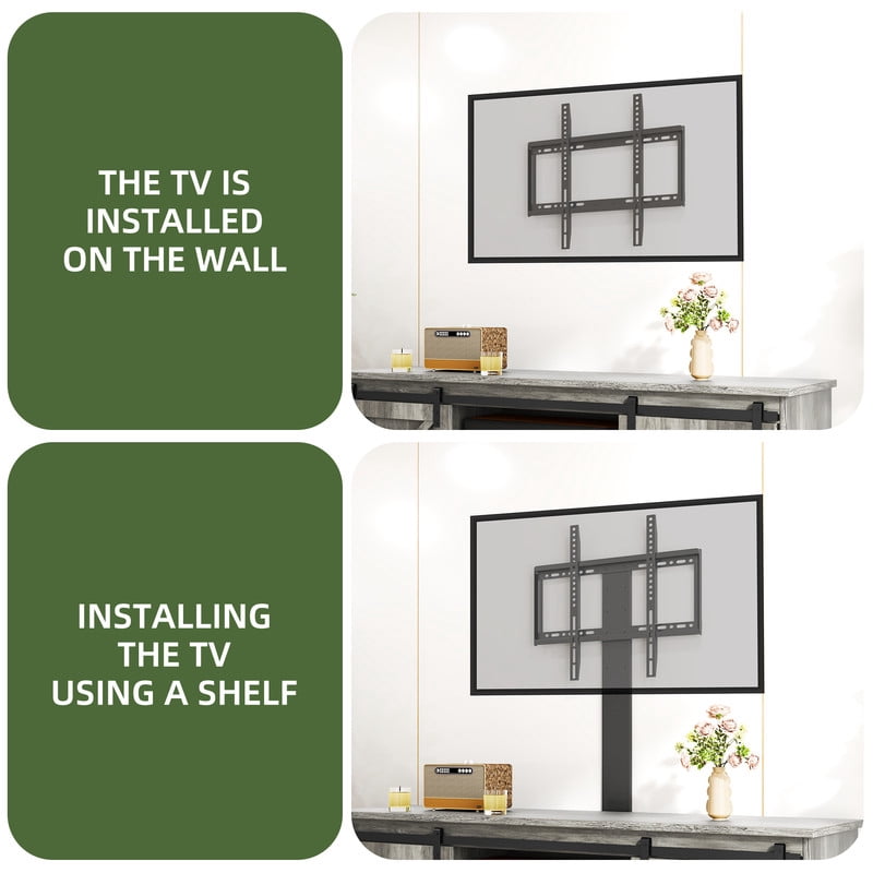 Uforic Farmhouse TV Stand with Mount for 32-70" TVs, Media Console with Barn Doors, White