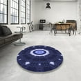 thumbnail image 3 of Ahgly Company Indoor Round Patterned Night Blue Area Rugs, 4' Round, 3 of 6