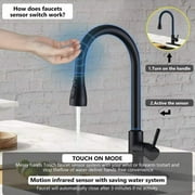 Matte Black Touch Sensor Kitchen Sink Faucet Pull Out Sprayer 10 inch Cover