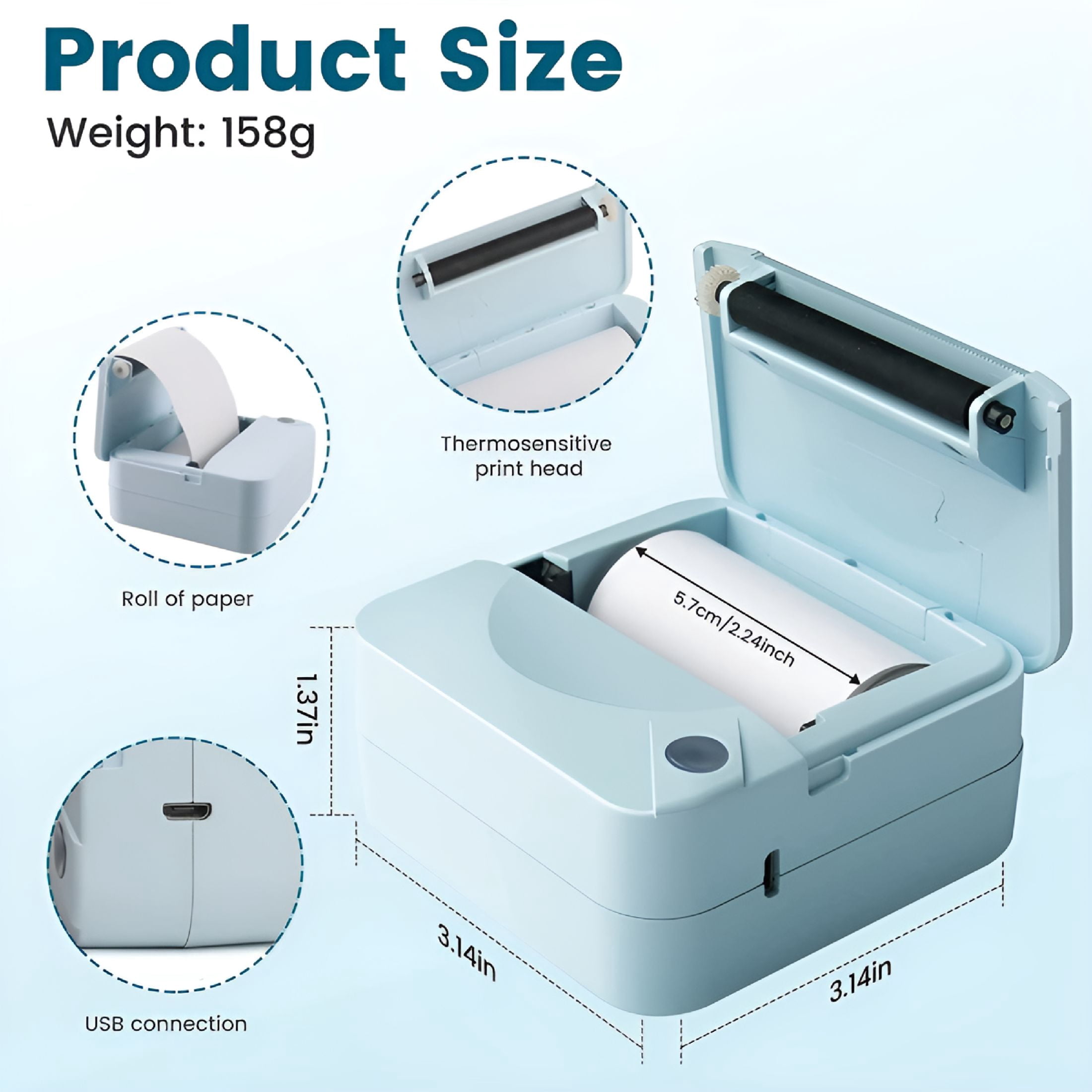 GJX 2026 New Portable Print Pod – Mini Pocket Thermal Printer for Instant Note & Photo Printing,Compact & Lightweight for On-The-Go Use for Notes,Photos,Receipts,Memos,Labels,Travel,Home,Office