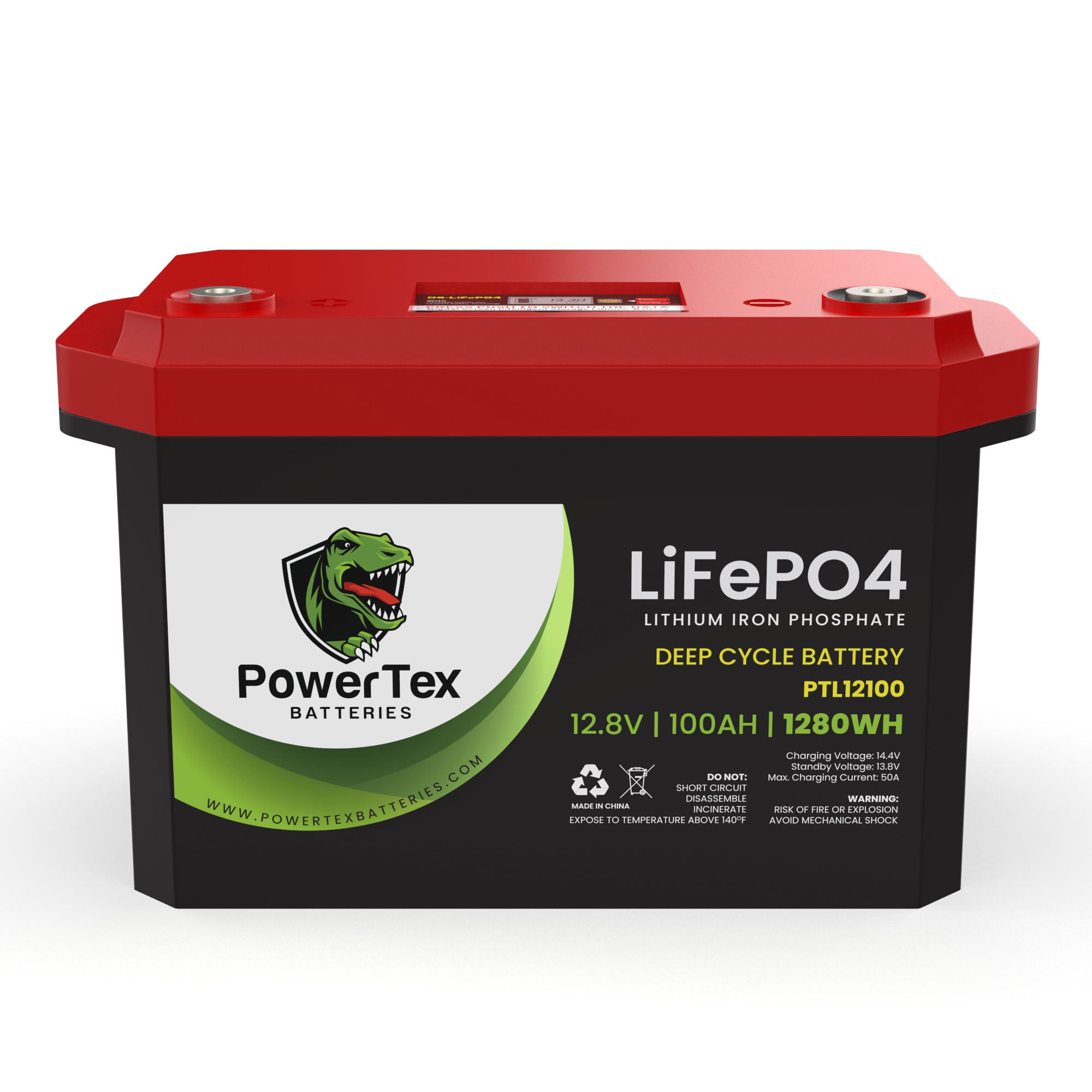 PowerTex Batteries 12V 100Ah 1224Wh Lithium Ion LiFePO4 Deep Cycle