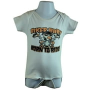 Biker Baby Born to Ride Bodysuit (6-12 Months) Boy White 100% Cotton