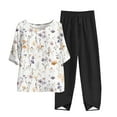 thumbnail image 2 of Teissuly Women's Casual Round Neck 5/4 Sleeve Top And Pants Digital Printing Two-piece Set, 2 of 5