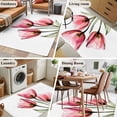 thumbnail image 5 of Pink Tulip Runner Rug 2.7x5 FT, Non Slip Entryway Carpet, Modern Blossom Pastel White Floral Petal Washable Soft Floor Carpet Entrance Mat Non-Shedding Throw Rug for Hallway Laundry Room Bedside, 5 of 9
