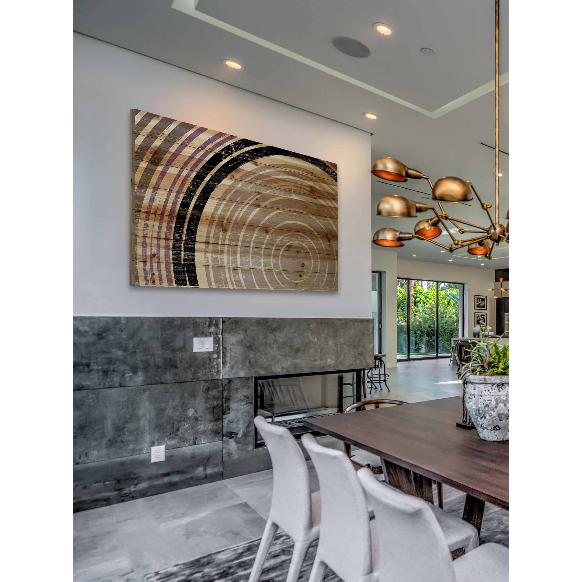 Marmont Hill - "Tan Rings" Painting Art Print On Natural Pine Wood, 36.0" x 1.5"