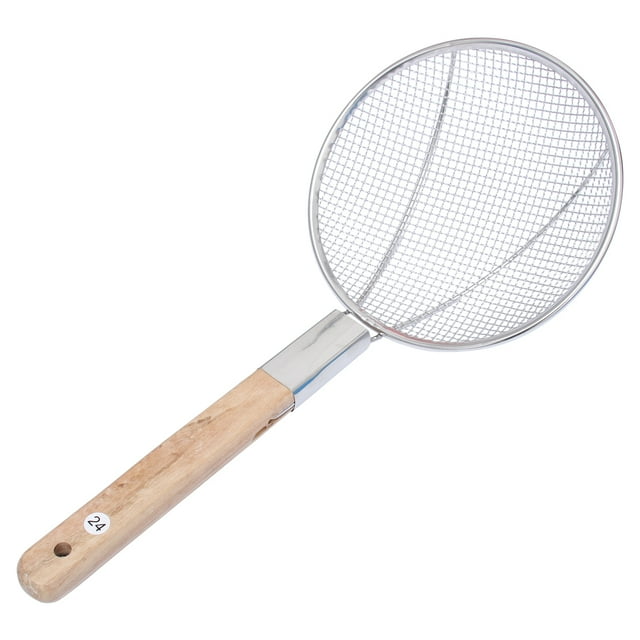Miangastore Passoire en Acier Inoxydable Argentée avec Manche en Bois Épaissi pour Femmes au Foyer Cuisine 1Pcs