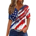thumbnail image 2 of Women's America 250 Usa Shirt Stars Striped American Flag Print Button Down V Neck Patriotic 4th Of July T-Shirt, 2 of 4