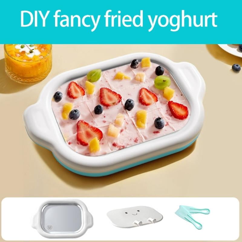 CEORPER Ice Cream Maker Metal Summer with 2 Spatulas Cold Pan Plate for Sorbet