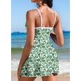 thumbnail image 3 of SHEWIN Womens Swimdress One Piece Floral Print Whip Stitch Swimsuits Tummy Control Swimwear High Waisted Push Up Bathing Suit with Pocket, 3 of 8