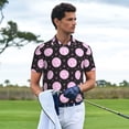 thumbnail image 3 of Fotbe Pink Groovy Disco Ball Pattern Men’s Golf Polo Shirt – Breathable Performance Golf Shirt with Button-Down Collar-4X-Large, 3 of 6