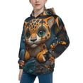 thumbnail image 2 of Lsque Playful Leopard Art Patten Youth Hoodie Sweatshirt Pullover with Kangaroo Pocket Boys and Girls Hoodie Warm Hoodie for Kids-Medium, 2 of 6