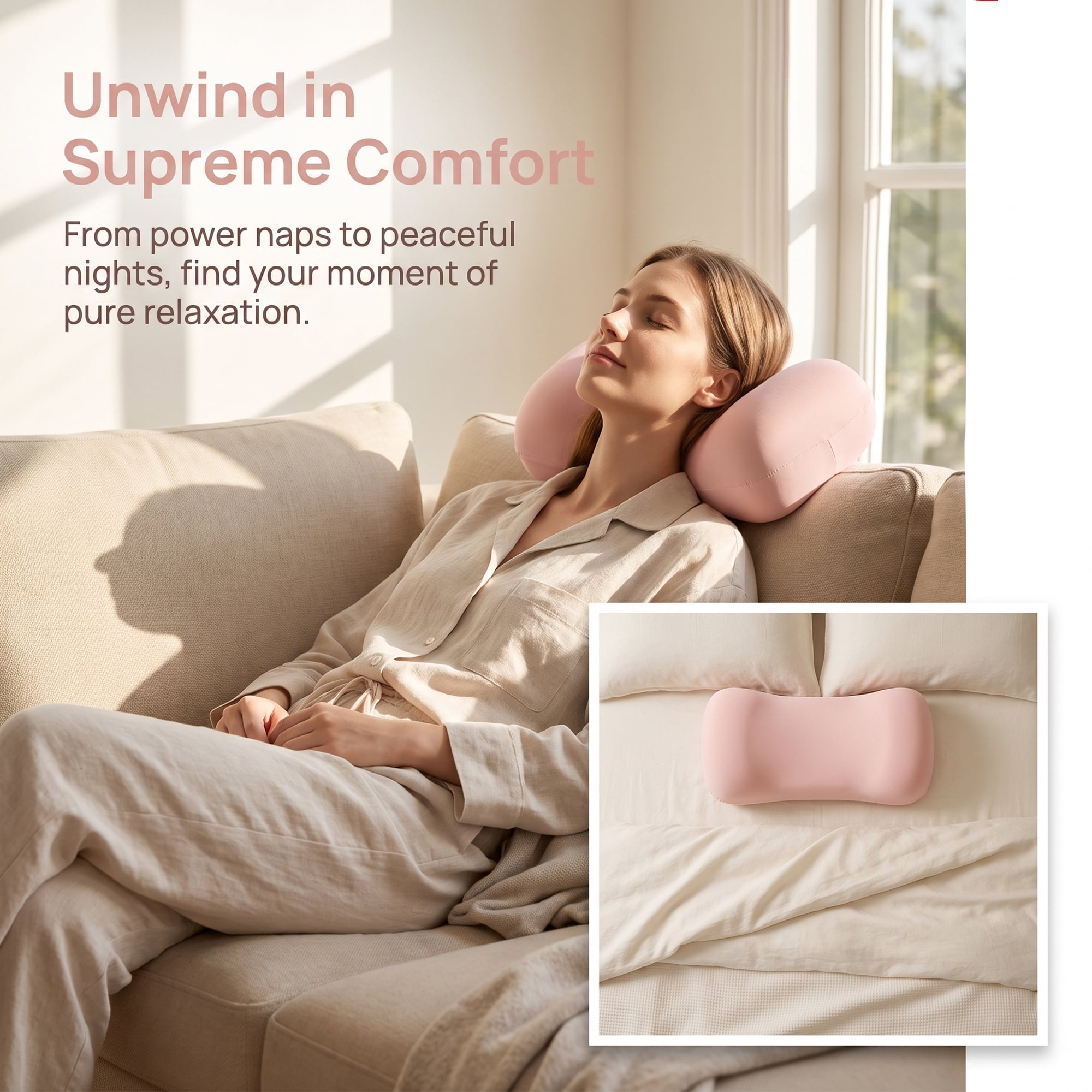 Unique Bargains Neck Pillow Sponge Cervical Support for Sleeping Pink A 16.5"x7.9"x4.3"