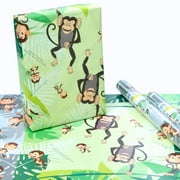 eVincE Pack of 25 Monkey Gift Wrapping Papers | Birthday Gift wrappers for boys & girls first jungle theme party décor & return gift wrappers | Wrap for all occasions for all munchkins to read facts