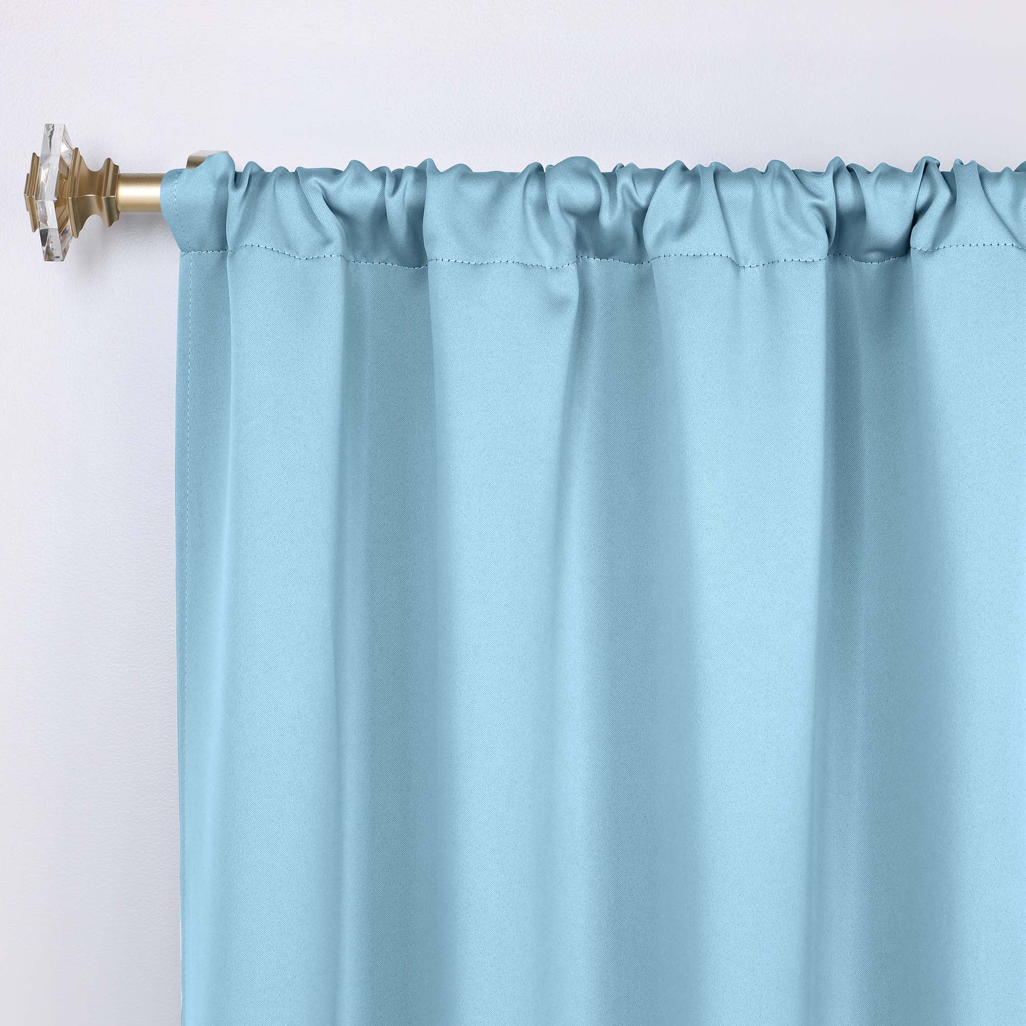 Superior Blackout Solid Light Filtering Rod pocket Curtain Panel Set, 36" x 84", Light Blue