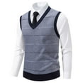 thumbnail image 3 of ZCFZJW Men's Plaid Sweater Vest Casual Sleeveless V Neck Knit Vest Top Business Tank Top Fall Winter Fashion Office Knitted Sweater Gray#03 L, 3 of 10