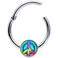 thumbnail image 2 of Body Candy 16G Steel Hinged Segment Ring Seamless Cartilage Nipple Ring Tie Dye Peace Sign Nose Hoop 3/8", 2 of 3
