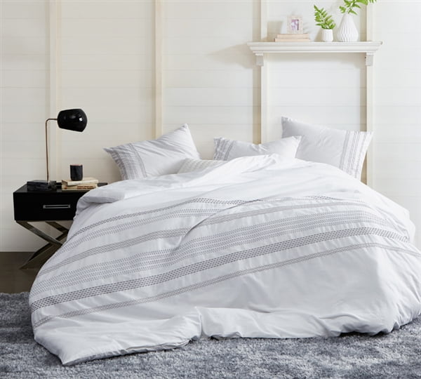 Byb Villa Stitch Embroidered Duvet Cover White Walmart Com