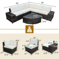 thumbnail image 3 of Costway 6PCS Rattan Furniture Set Conversation Cushioned Sofa Armrest Garden Off White, 3 of 11