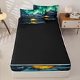 thumbnail image 3 of catabedysis Aurora Camping Zipper Full Size Comforter Sets with Fitted Sheet and 2 Pillowcases,Northern Lights Tent Print Zipper Bedding Set For Boys,Multicolor,Black Reversible,4-Piece, 3 of 7