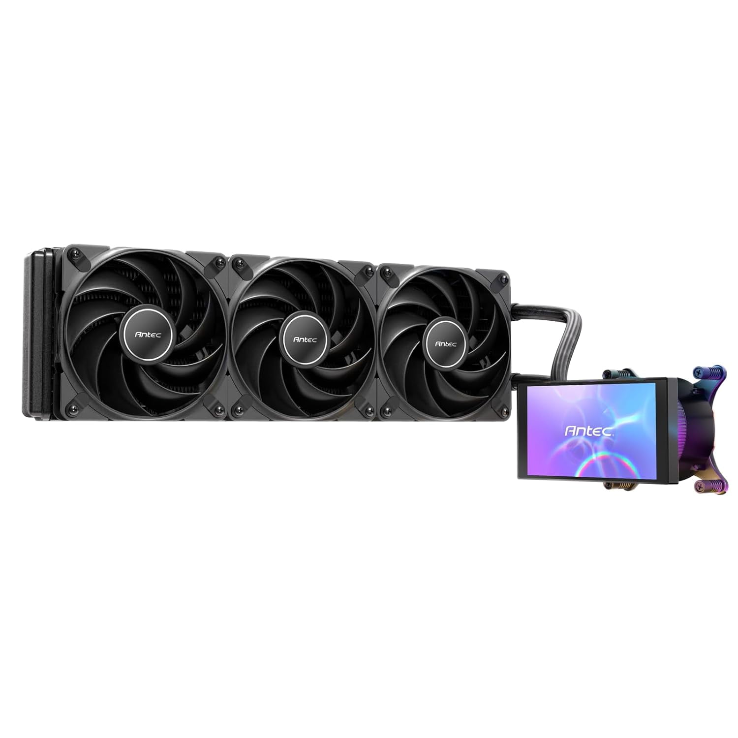 Antec Vortex View 360 AIO Liquid CPU Cooler, 5" IPS Screen, 3x120mm PWM Fans