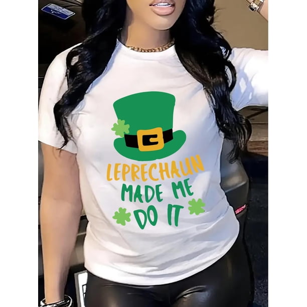 Camiseta estampada 100 % algodón para mujer, de manga corta y cuello redondo, ideal para uso diario y para el tiempo libre.