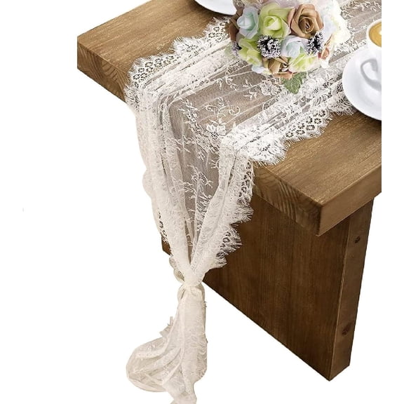 3 Pack White Lace Table Runner 120" Long: Vintage Embroidered Boho Runner for Wedding Reception, Bridal Shower, Party & Rustic Table Decorations