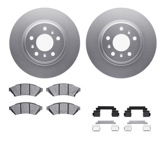 Dynamic Friction Company Front Geospec Brake Rotors with 5000 Advanced Brake Pads includes Hardware 4512-52036