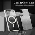 thumbnail image 3 of for Galaxy S24 Plus Case,  Clear Case for Samsung Galaxy S24 Plus with [Camera Lens Protector &Glitter Card] Compatible with MagSafe Luxury Plating Phone Case for Women Men-Sliver, 3 of 14