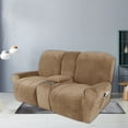 thumbnail image 6 of LiveGo 2 Seater Velvet Recliner Sofa Slipcover with Cup Holders, Stretch Loveseat Recliner Sofa Cover with Console Slate, Slipcover Protector for Living Room, 6 of 12
