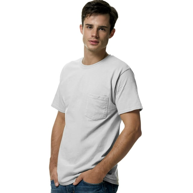 Hanes TAGLESS T-Shirt à Poche pour Hommes, TG, Cendre