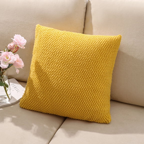 Fnyoxu Solid Color Knitted Pillow Cover 18x18 Inch - Acrylic Woven Throw Pillow Case for Sofa, Bed & Living Room Decor