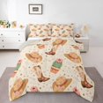 thumbnail image 2 of jejeloiu Rustic Cowgirl Hat Full Size Comforter Sets Kids,Western Cowboy Theme Bedding Sets,Reversible,3pcs, 2 of 8