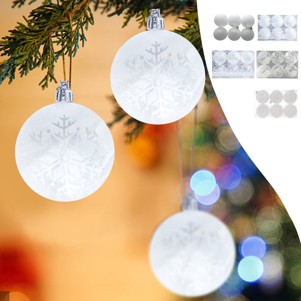 Xihbxyly Adornos Navideños de Bolas, Diseño de Copo de Nieve Transparente Mate, Pvc Irrompible, Fáciles de Colgar, Decoración Festiva para El Hogar, Guirnalda para Árbol, Paquete de 6, Tamaño de 5,5