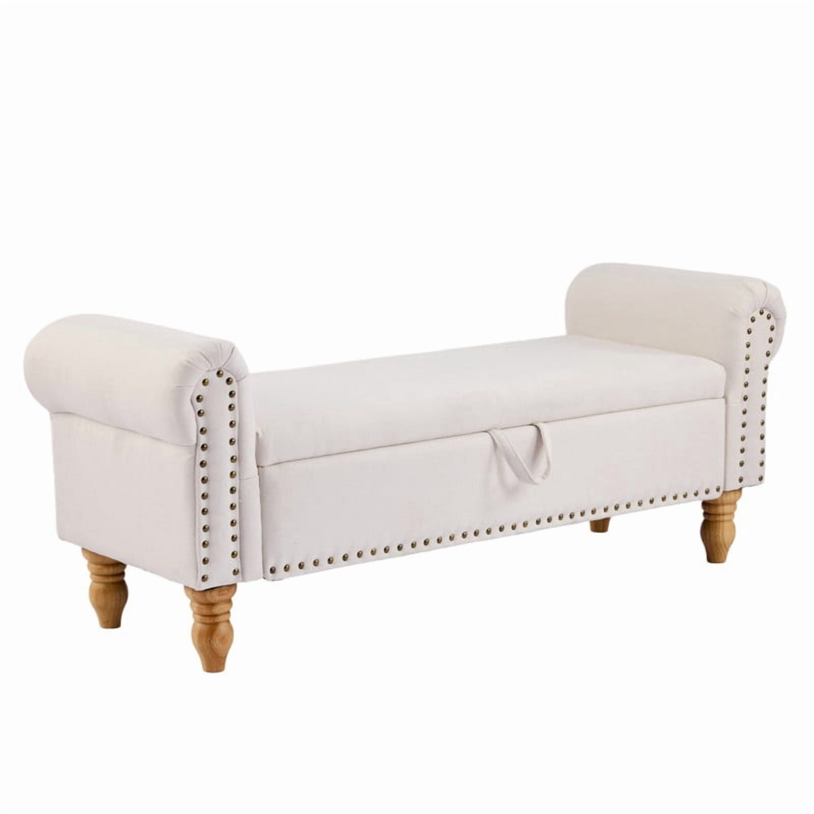 51.5'' Storage Ottoman Bench, Upholstered Storage Benches for Bedroom, End of Bed Storage Bench, Window Benches for Foot of Bed
